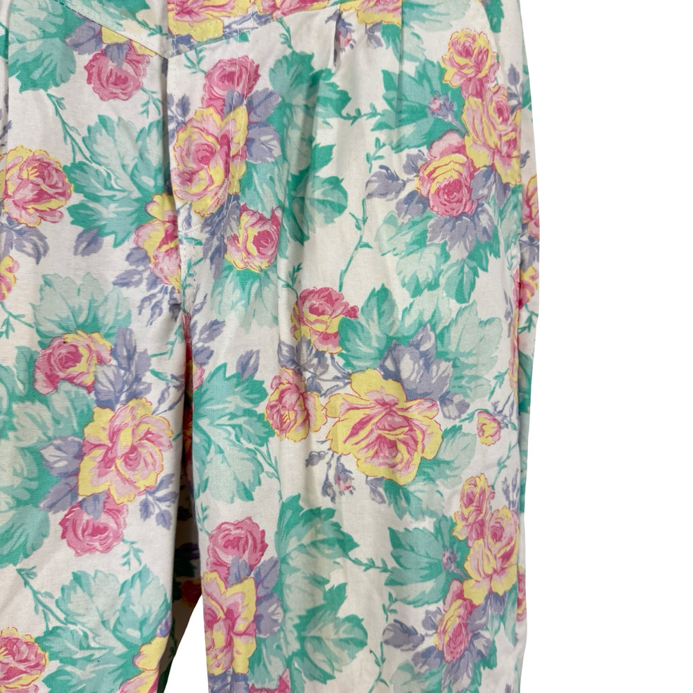 Chic Vintage Floral High Wiast 80s Pastel Pants USA Made Womens sz 24 x 27 - Picture 6 of 16